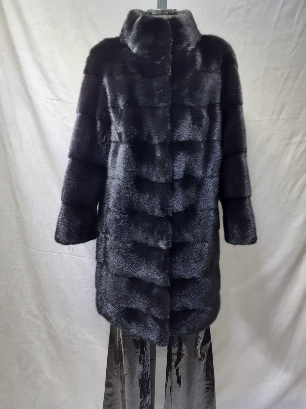 7/8 Veste longue en fourrure vison noir